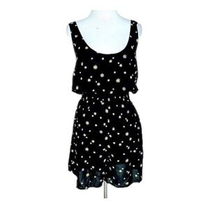 Abound black floral romper with smocked waist